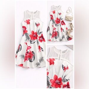 While Floral Sleeveless Fit & Flare Dress
